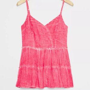 Anthropologie Samant Chauhan Hot Pink Tiered Tank